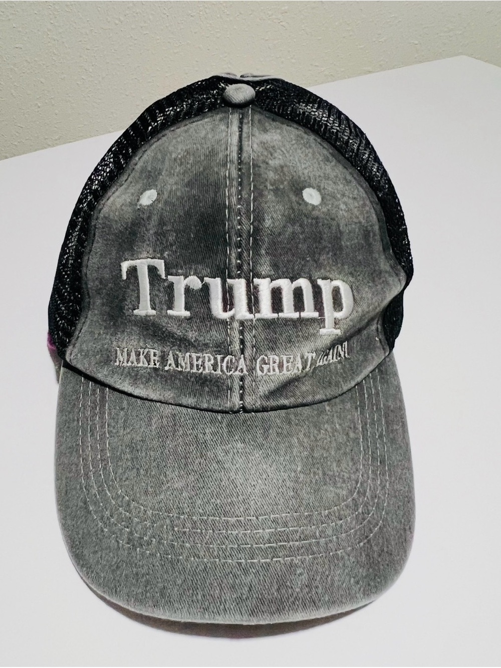 Tramp “Make America Gray again”Branded Gray Mesh Back Baseball Cap adjustable